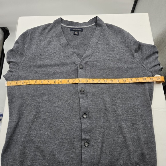 Banana Republic Cardigan Sweater Men's XL Gray 100% Merino Wool Preppy Buttons - Picture 8 of 11